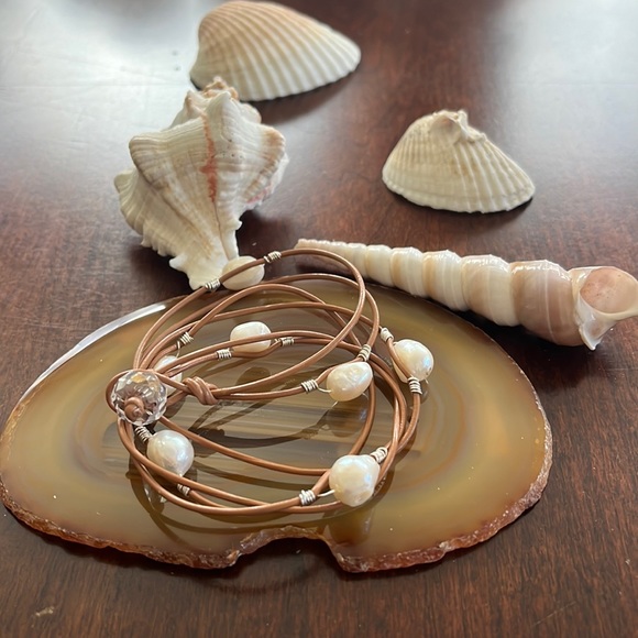 Freshwater Pearls Wire Wrapped Necklace or Triple Wrap Bracelet - Picture 3 of 6